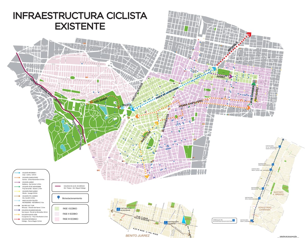Percorsi, piste e corsie ciclabili di Città del Messico