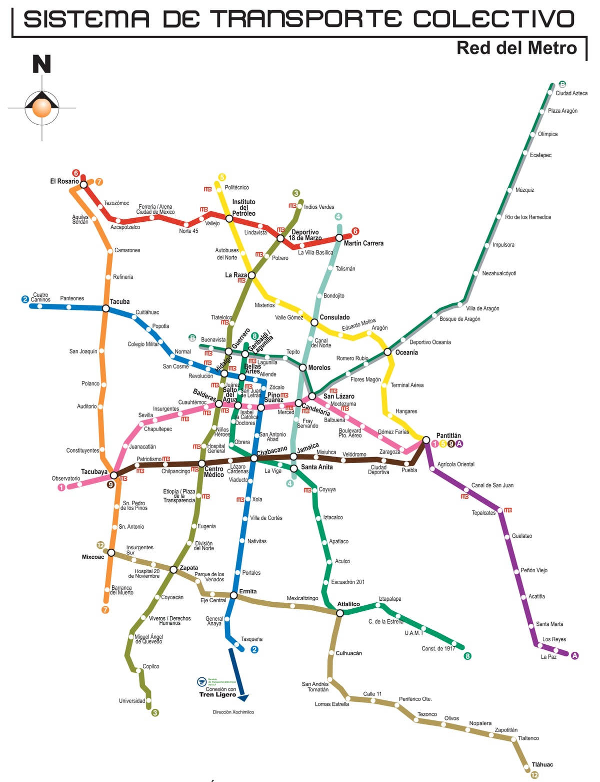 Mappa della rete della metropolitana di Città del Messico